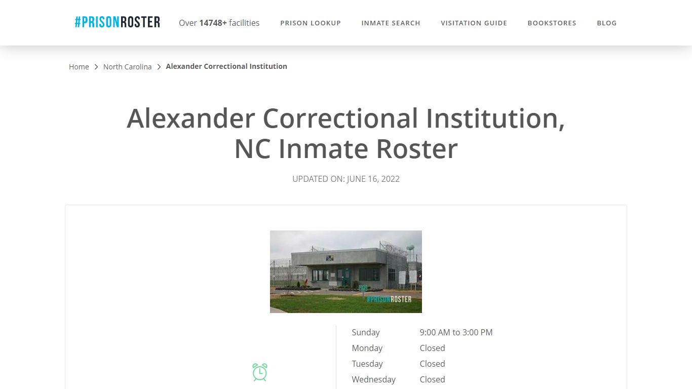 Alexander Correctional Institution, NC Inmate Roster