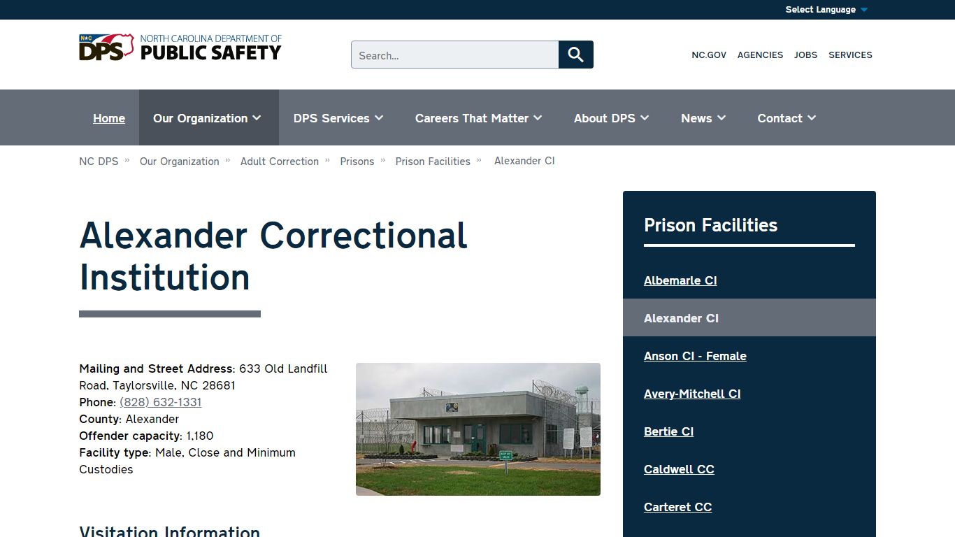 NC DPS: Alexander Correctional Institution