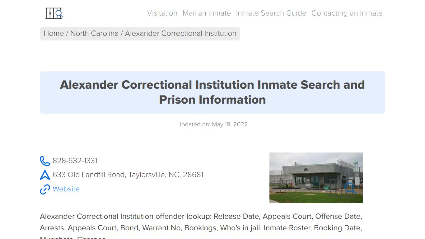Alexander Correctional Institution Inmate Search ...